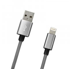 MOBILNET KAB-0151-USB-LIGHT LIGHTNING STRIEBORNY (KOV) 1M DATA KABEL 2A (E)