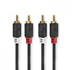 NEDIS ND-CABW24200AT20 STEREO AUDIO KABEL, 2X RCA, KONEKTOR, 2X RCA KONEKTOR, POZLATENY, 2M