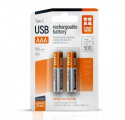 COLORWAY RECHARGEABLE BATTERY AAA MICRO USB-C 590MAH 1.5V (LI-POLYMER) (2PCS.) (CW-UBAAA-09) (CW-UBA