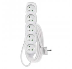 EMOS P0513 PREDLZOVACI KABEL 3 M/5 ZASUVIEK/BIELY/PVC/1 MM2