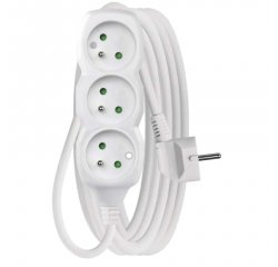 EMOS P0315 PREDLZOVACI KABEL 5 M/3 ZASUVKY/BIELY/PVC/1 MM2