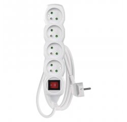 EMOS P1412 PREDLZOVACI KABEL 2 M/4 ZASUVKY/S VYPINACOM/BIELY/PVC/1 MM2