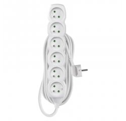 EMOS P0615 PREDLZOVACI KABEL 5 M/6 ZASUVIEK/BIELY/PVC/1 MM2