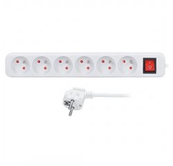 SOLIGHT PP70 PREDLZOVACI PRIVOD, 6 ZASUVIEK, BIELY, VYPINAC, 1,5M