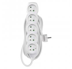 EMOS P0515 PREDLZOVACI KABEL 5 M/5 ZASUVIEK/BIELY/PVC/1 MM2