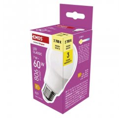EMOS ZQ5E41 LED ZIAROVKA CLASSIC A60 / E27 / 7 W (60 W) / 806 LM / TEPLA BIELA