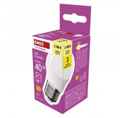 EMOS ZQ6E21 LED ZIAROVKA CLASSIC MINI GLOBE / E27 / 4,2 W (40 W) / 470 LM / TEPLA BIELA
