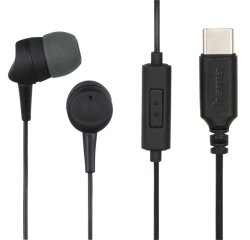 HAMA 184192 USB-C SLUCHADLA S MIKROFONOM SEA II, STUPLE, CIERNE