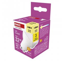 EMOS ZQ8E12 LED ZIAROVKA CLASSIC MR16 BIELA/ GU10 / 3 W (32 W) / 345 LM / TEPLA BIELA