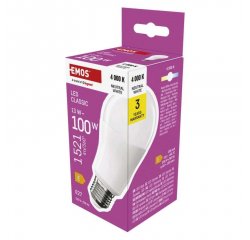 EMOS ZQ5E63 LED ZIAROVKA CLASSIC A60 / E27 / 13 W (100 W) / 1521 LM / NEUTRALNA BIELA