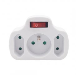 SOLIGHT P103 ROZBOCKA, 1X 10A+2X 2,5A, BIELA, VYPINAC