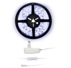 SOLIGHT WM50-65T LED SVETELNY PAS S TESTROM, 5M, SADA S 12V ADAPTEROM, 4,8W/M, IP65, STUDENA BIELA