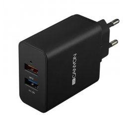 CANYON CNE-CHA07B, PREMIOVA UNIVERZALNA NABIJACKA DO STENY, 2X USB - QC 3.0