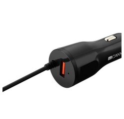 CANYON CNE-CCA033B, UNIVERZALNA AUTONABIJACKA, 1X USB, VYSTUP 5V/2,4A, SMART IC, INTEGROVANY KABEL L