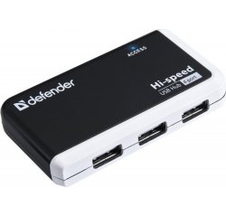 DEFENDER USB (2.0) HUB 4-PORT, QUADRO INFIX, CIERNO-SIVA, LED INDIKATOR