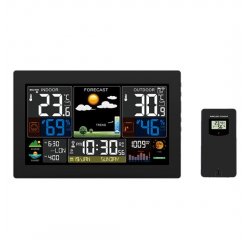 SOLIGHT TE81XL METEOSTANICA, XL FAREBNY LCD, TEPLOTA, VLHKOST, TLAK, RCC, CIERNA