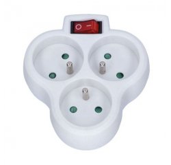 SOLIGHT P99 ROZBOCOVAC, 3X 10A, BIELY, VYPINAC