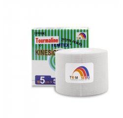 TEMTEX KINESIO TAPE TOURMALINE, BIELA TEJPOVACIA PASKA 5CM X 5M