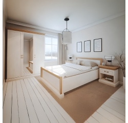 KONDELA Spálňová zostava, sosna nordická/dub divoký, ROYAL