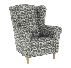 KONDELA Kreslo ušiak, látka patchwork N1, CHARLOT