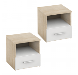 KONDELA Nočný stolík, 2 ks, dub sonoma/biela, GABRIELA