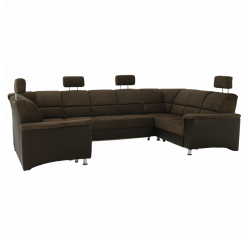 KONDELA Sedacia súprava, ekokoža hnedá/látka hnedá, SANTIAGO U VEĽKÝ