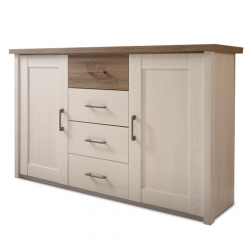 KONDELA Komoda, pínia biela/dub sonoma truflový, LUMERA