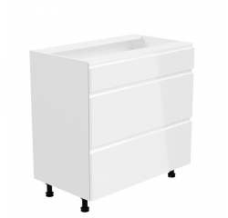 KONDELA Spodná skrinka, biela/biela extra vysoký lesk, AURORA D80S3