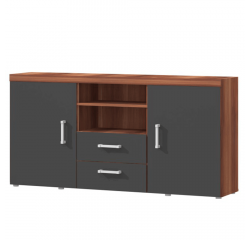 KONDELA Kombinovaná komoda, slivka/sivý grafit, CHERIS 5