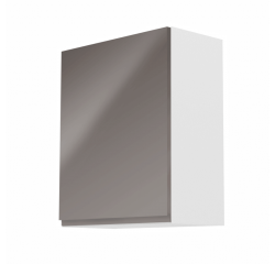 KONDELA Horná skrinka, biela/sivý extra vysoký lesk, ľavá, AURORA G601F