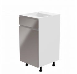 KONDELA Spodná skrinka, biela/sivá extra vysoký lesk, ľavá, AURORA D40S1