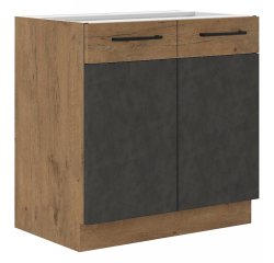 KONDELA Drezová skrinka, sivá matná/dub lancelot, VEGA 80 ZL 2F BB