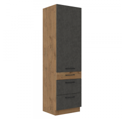 KONDELA Vysoká skrinka, dub lancelot/sivá matná, VEGA 60 DKS-210 3S 1F