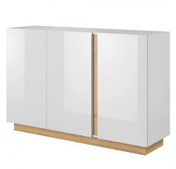 KONDELA Komoda, biela/dub grandson/biely lesk, CITY