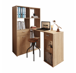 KONDELA PC stôl s regálom, dub sonoma, MINESON