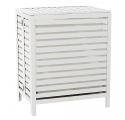 KONDELA Kôš na bielizeň, biela, MENORK