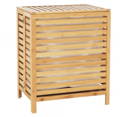 KONDELA Kôš na bielizeň, prírodný bambus/biela, MENORK