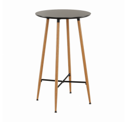 KONDELA Barový stôl, čierna/dub, priemer 60 cm, IMAM
