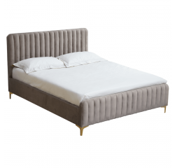 KONDELA Posteľ, sivohnedá Taupe/gold chróm zlatý matný, 140x200, KAISA