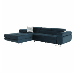 KONDELA Rohová sedacia súprava, modrá, ľavá, AMARETA