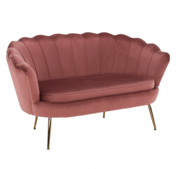 KONDELA Lavica v štýle Art-deco, ružová Velvet látka/gold chróm-zlatý, NOBLIN