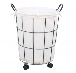 KONDELA Kôš na bielizeň, čierna/biela, KRAMEL