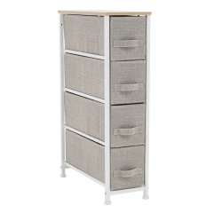 KONDELA Komoda s látkovými šuplíkmi, svetlosivá/biela/béžová, OFELIA TYP 2