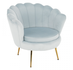 KONDELA Kreslo v štýle Art-deco, sivomodrá Velvet látka/gold chróm-zlatý, NOBLIN