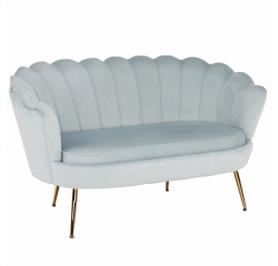 KONDELA Lavica v štýle Art-deco, sivomodrá Velvet látka/gold chróm-zlatý, NOBLIN