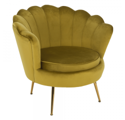 KONDELA Kreslo v štýle Art-deco, horčicová Velvet látka/gold chróm-zlatý, NOBLIN
