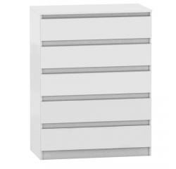 KONDELA 5 šuplíková komoda, biela, HANY NEW 005