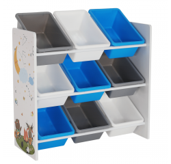 KONDELA Organizér/regál na hračky, viacfarebná/vzor, DARLING TYP 3