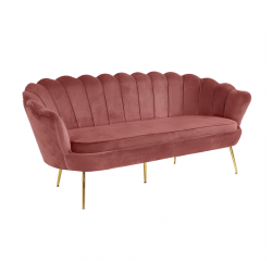 KONDELA Luxusná pohovka, 3-sed, ružová Velvet látka/chróm zlatý, štýl Art-deco, NOBLIN