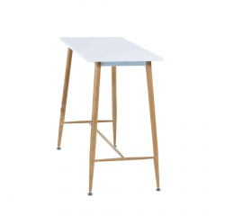 KONDELA Barový stôl, biela/buk, 110x50 cm, DORTON